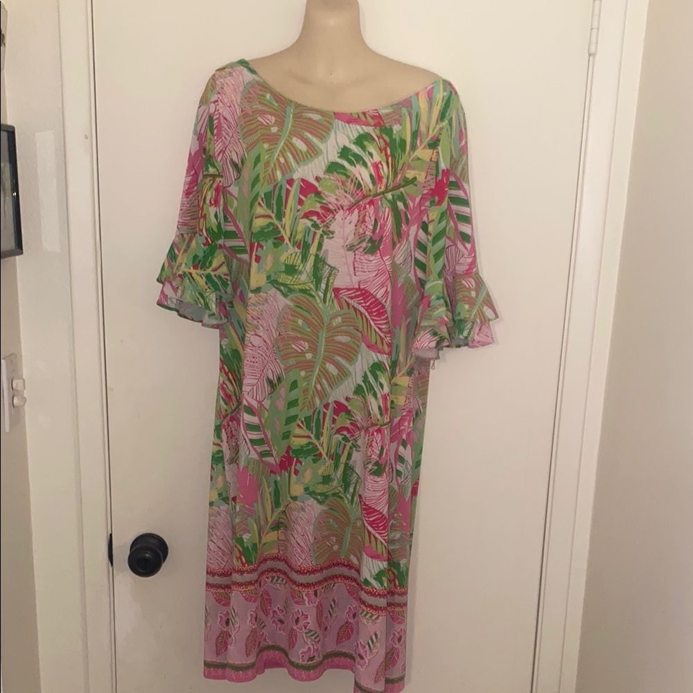 Pappagallo tropical/beach//summer/cruise/leaf print   Shift Dress size XL.
